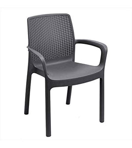 Ipae-Progarden S.P.A. Tomaino - Sedia Regina Antracite impilabile Effetto Rattan Set 4 Pezzi