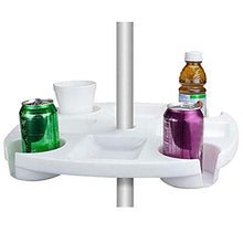 Majome Vassoio Tavolo ombrellone, Vassoio da Tavolo per ombrellone da Spiaggia con 4 portabicchieri, 4 Scomparti per Snack per Spiaggia, Patio, Giardino, Piscina -17 Pollici, Bianco