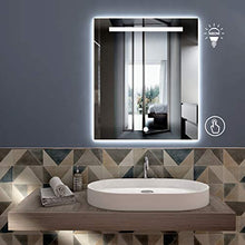styleglass Specchio da Bagno Rettangolare Personalizzabile Mogan 60 x 70 cm, Kit Fissaggio Murale Incluso, Grado di Protezione IP20 Retroilluminato solo nella parte sabbiata