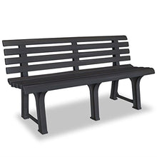 SHENGFENG Panca da giardino in plastica, panca per sedersi, colore: grigio, 145,5 x 49 x 74 cm