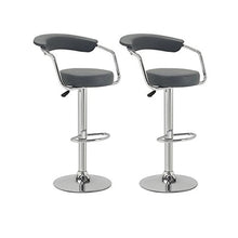 Vendideur Pro - Set di 2 sgabelli da bar con braccioli regolabili, girevoli a 360°, colore: grigio, per salotto, bancone e cucina