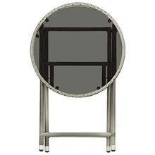FAMIROSA Tavolino da caffè Grigio 60 cm in Polyrattan e Vetro Temperato
