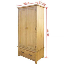 SHENGFENG - Armadio guardaroba in rovere con 1 cassetto, stile rustico, 90 x 52 x 183 cm