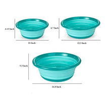 Tisi - Bacino pieghevole rotondo per lavabo, per viaggi, campeggio, escursionismo, infrangibile, in silicone, salvaspazio, 10,5 x 25,5 cm, colore: Blu lago