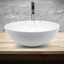 ECD Germany Lavabo da Appoggio in Ceramica Bianco Lucido Rotondo Ø 400 x 147 mm Design Moderno Tondo Ovale Lavandino Lavello Lavamano Bacinella Rubinetteria Sanitari per Bagno Toilette Casa Bidet