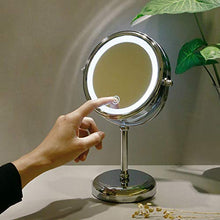 CENPEN Specchio da Toilette con Le luci, LED Illuminato Bagno Trucco Specchio con ingrandimento 5X, Batteria o USB autoalimentato, Double Sided Rotonda controsoffitto Specchio