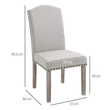 homcom Set 2 Sedie Imbottite Classiche da Salotto e Soggiorno, Rivestimento in Poliestere e Gambe in Legno, Grigio Chiaro, 51x64x99.5cm