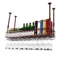 DJSMjbj Cremagliere del Vino Regolabile Altezza Montato A Soffitto Appeso Portabottiglie di Vino Metallo Ferro Wine Rack Rack Calici Calici Rack Ripiani Decke (Color : Brown, Size : L30*W25cm)