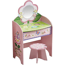 DD&QG Arte del Legno Bambini Principessa Vanity Toeletta da Trucco con Specchio E Sgabello,Bambini Specchiera Tavolo Cosmetici con Cassetti,per Le Bambine Miglior Regalo-Rosa 58x33x94cm(23x13x37inch)