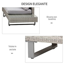 Outsunny Salotto da Giardino, Set Divani da Esterno con Tavolino da Giardino, Mobili da Giardino in Rattan Grigio