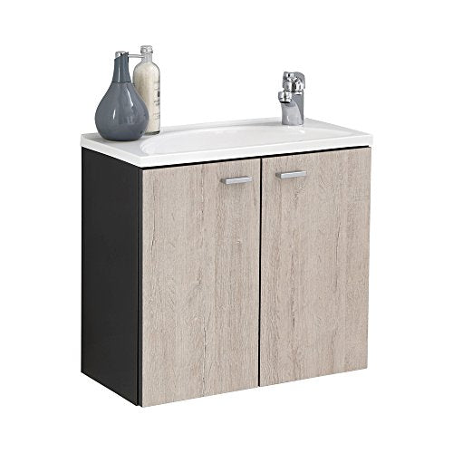 FMD Möbel 933 – 008 – Mobiletto sotto-lavandino, 50,5 x 47,5 x 25,5 cm, Antracite/sandeiche