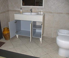 Mobile Bagno a Terra Ines decapè cm 90 con Specchio, Applique e lavabo