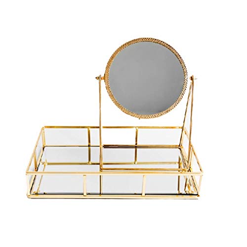 Xu Yuan Jia-Shop Specchi da Trucco Trucco Trucco Mirror Gold Retro Desktop Mirror Gold Rim monili Specchio Bagagli Vassoio Specchio Specchio da Toilette Specchio for Il Trucco Specchio da Tavolo