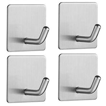 Vista Ganci Appendiabiti 4 Pezzi Ganci Adesivi Bagno in Acciaio Inox Appendiabiti a Parete Appendi Accappatoio, Asciugamani Set di Ganci Quadri per Cucina e Bagno Accessori Bagno
