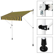 BAKAJI Tenda da Sole Balcone con Gambe di Supporto Regolabili Installazione ad Incastro Parasole Avvolgibile Esterno Giardino a Manovella Telaio in Alluminio Dimensione 200 x 185 cm (Giallo Blu)