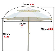 HWF Ombrellone 2,5 Milioni Ombrellone da Giardino, Ombrellone Parasole con Inclinazione, Beach Ombrellone da Giardino Parasole Protezione UPF50+, Ombrellone da Mercato per Balcone/Pesca/Cortile