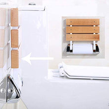 DZX Sgabello da Bagno Pieghevole in Legno per Anziani, sedili da Bagno fissati al Muro, Sedile Cromato Leggero per Bagno/corridoio/Porta | Max. 250kgs, 32X32X10CM, Sgabello da Bagno per Anziani