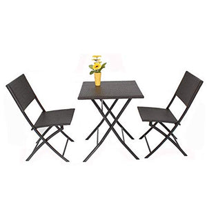 Attrezzatura quotidiana Set di mobili per portico da patio Tavolo e sedia in rattan per esterni Combinazione di sedie e cortile Cortile Balcone Giardino Mobili da giardino per esterni Design pieghe