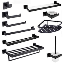 KTMK Set di Accessori per Il Bagno Appendiabiti Nero per Accappatoio Rail Rack Bar Mensola Portarotolo Portaspazzolino Accessori Bagno, Doppio Portasciugamani