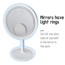 GEDHH Specchio per Il Trucco con Specchio cosmetico a Luce LED Specchio cosmetico ingranditore 5X con Ventola, Ricarica USB, 20 * 5 * 33,5 cm