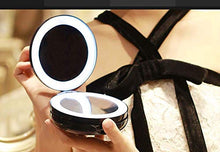 Lampada da Tavolo Specchio Luminoso bifacciale Rotondo Specchio per Trucco Nero a LED Triplo con Lente d'Ingrandimento Specchio Portatile Creativo 5X Due File