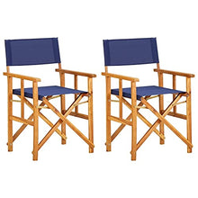vidaXL 2X Legno Massello di Acacia Sedie da Regista Pieghevoli Leggere Robuste Seggiole da Giardino Campeggio Spiaggia Blu