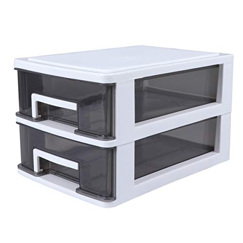 CLISPEED Organizer da Tavolo Contenitore per Trucco a Due Strati Cassetto Trasparente Contenitore per Dispensa Armadio per Bagno Forniture per Ufficio (Bianco E Nero)