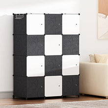 JOISCOPE Armadio Camera da Letto Appendiabiti Portatile, Armadio Guardaroba Componibile con Ante, Armadio Modulare Salvaspazio 12 Cubi