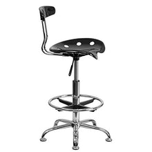 Flash Furniture Sgabello da Disegno con Seduta Stile Mezzadro, Nero Lucido e Cromo