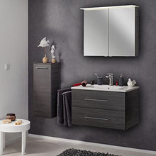 Fackelmann B.Perfect, set di mobili da bagno da 3 pezzi, con mobiletto sottolavello, lavabo in ceramica, 80 cm e armadietto a specchio a LED