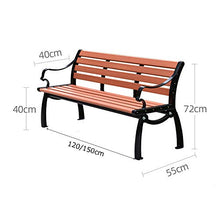 Panca da giardino per esterni panchina da terrazza, panchina da parco con schienale in legno in plastica anticorrosione, salotto da balcone con struttura in metallo e braccioli, può ospitare 2-3 per