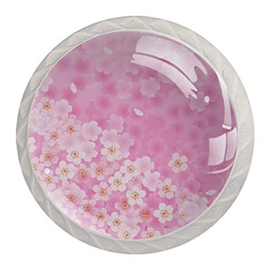 4 maniglie per armadietti, credenze, cassetti, mobili da cucina o camera dei bambini, primavera Sakura Florals rosa romantico ragazza