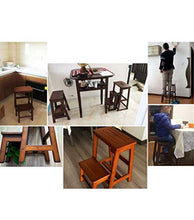AGWa Sgabello pieghevole Ladder multifunzione a doppio uso 2/3 Scala, legno di gomma, 2 colori, 2 formati Scala Stool,Marrone,3 strati