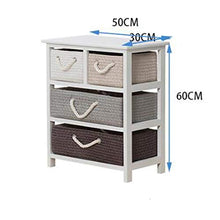 AINIYF Comodino Semplice, Armadio a Quattro cassetti in Rattan, cassettiera in Paglia di Grano, Comodino, 20x12x24 Pollici, Bianco