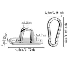 Kit Ganci da Soffitto Ganci da Parete 4 Placche a Occhiello in Acciaio Inossidabile e 4 Moschettoni per Tende da Sole, Corde Decorative e Reti, Attrezzature da Esterno per Interni, ECC.