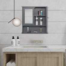 eSituro Armadietto Bagno con Specchio a Ante e Ripiani Regolabili Specchiera Contenitore Armadietto a Muro Grigio SBP0059
