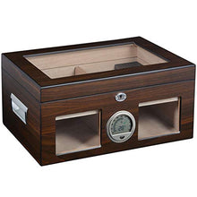 100 Sigari Raffreddamento Humidor Household Grande Capacità Cigar Cabinet Legno Di Cedro Cigar Idratante Governo Trasparente Tetto Apribile Igrometro Esterno ( Color : Brown , Size : 38*26.6*18cm )