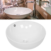 Ejoyous Lavabo da Appoggio,con Fori di drenaggio per bagni di Famiglia WC Cucine Hotel 44x16.5 cm,Bagno Rotondo in Ceramica lavabo da appoggio Lavandino lavello in Ceramica Bianco