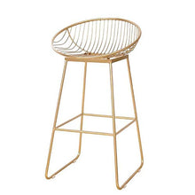 GYPPG Sedia da Pranzo nordica in Ferro battuto, Sedia per Il Tempo Libero Elegante e Semplice Bar dell'hotel Caffetteria Negozio di tè al Latte Sgabello Alto alla Reception, Oro, 75CM