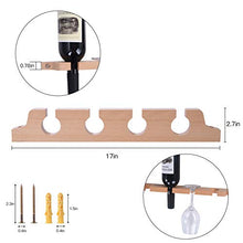 JJDPARTS - Portabottiglie in legno da parete, montaggio a parete, per la casa e la cucina, per 4 bottiglie di vino o bicchiere di vino