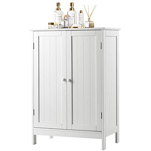 RELAX4LIFE Mobile Bagno a Terra, Armadietto Sotto Lavabo, Mobiletto Ingresso Doppia Anta, Universale Multiuso, in Legno Impermeabile e Anti umidità, Grande capacità per Cucina, Soggiorno, Bianco
