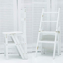 Mirui Sgabello Legno Folding Passo Sgabello Sgabello Scala Domestica scaletta Pieghevole di bambù Naturale a Doppio Uso Multifunzionale Risparmiare Spazio, Peso 100kg Bearing (Color : White)