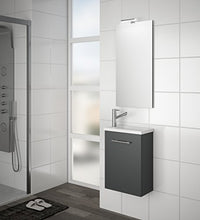 Cygnus Mini Bath - Mobiletto bagno sospeso, 1 porta con chiusura progressiva, colore: grigio chiaro