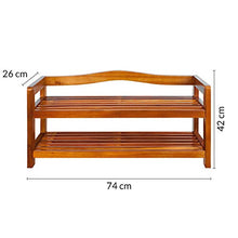 Deuba Panca Scarpiera Legno d´Acacia 2 Ripiani 42 x 74 x 26 cm caricabile Max 80kg Mobile Corridoio