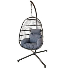 Chicreat Sedia pensile in polyrattan, con telaio pieghevole, Cuscino e schienale, 88 x 64 x 117 cm