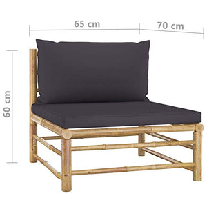 Tidyard Set 4 Pezzi Divani da Giardino Esterno con Cuscini in bambù,Salotto da Giardino in bambù,Mobili da Giardino in bambù