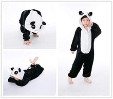 Tisi - Tutina per bambini con dinosauro e panda con cappuccio, in pile, super morbido, in flanella, per biancheria da notte (altezza 95 – 105)