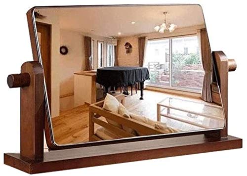 Specchio con Supporto Portatile Trucco vanità specchi da banco in Piedi Slim Solid Wood Makeup Mirror