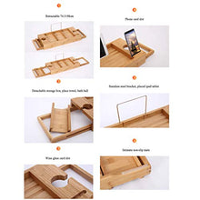 Vasca da Bagno, Ripiano in Legno Portabottiglie da Bagno in bambù, Tavolo da Bagno Regolabile Estensibile Antiscivolo, Adatto A Qualsiasi Vasca, 74,5-98x23 Cm
