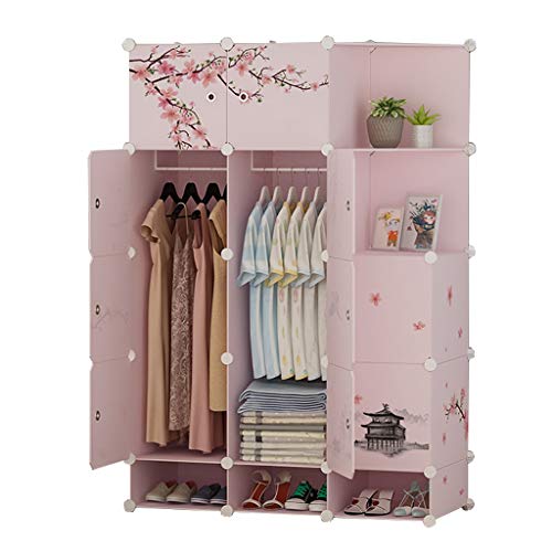 Locker in Piedi Armadio Armadio Appendente di Plastica 8 Porte 4-Gitter Angolo Scaffali Abbigliamento Home Camera Rosa 111X47X165CM MUMUJIN